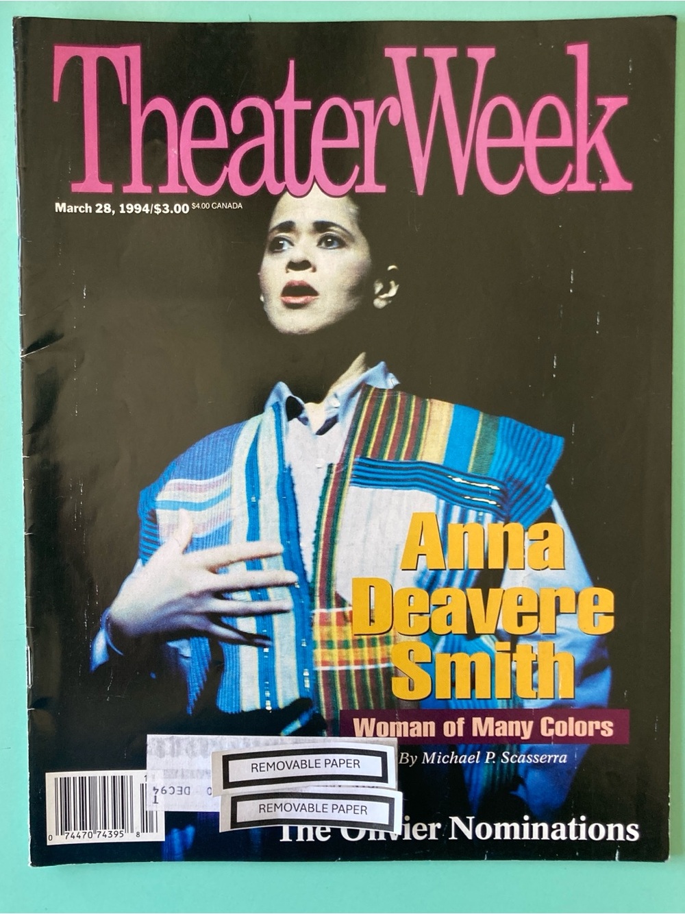 Anna Deavere Smith - Titus Andronicus Theater Week Magazine March 28 1994 Label